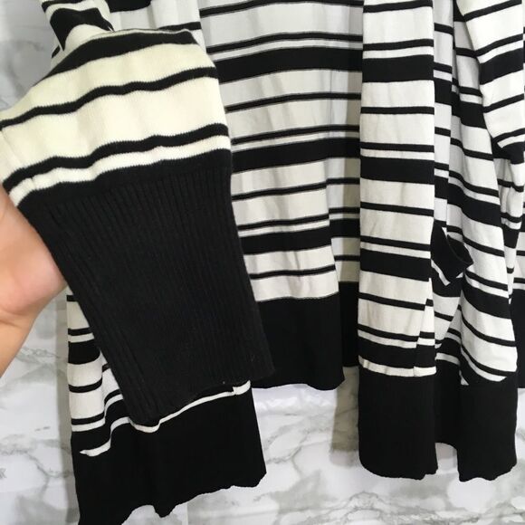 VERVE AMI STRIPPED KNIT OPEN FRONT LONG SLEEVE HOODIE CARDIGAN NWT POCKETS L NWT - Picture 10 of 12